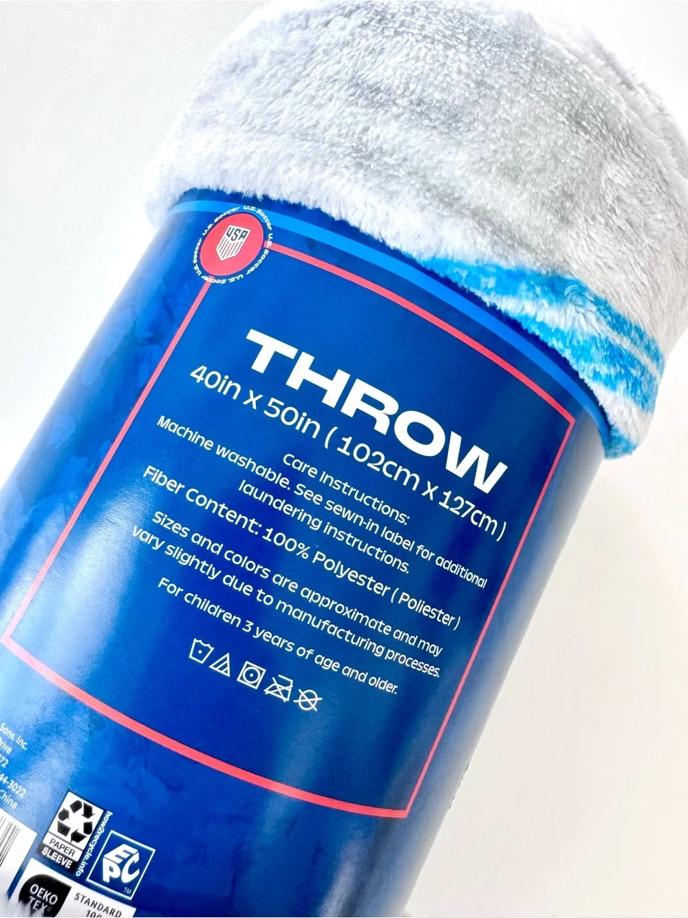 USA Soccer Super Soft Throw Blanket - Blue/White/Red 40 x 50 in